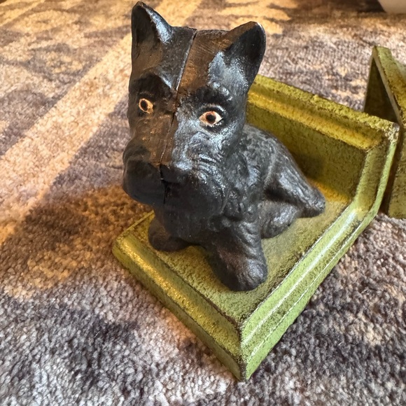 Vintage Charming Black and Green Scottie Dog Bookends - Picture 5 of 8